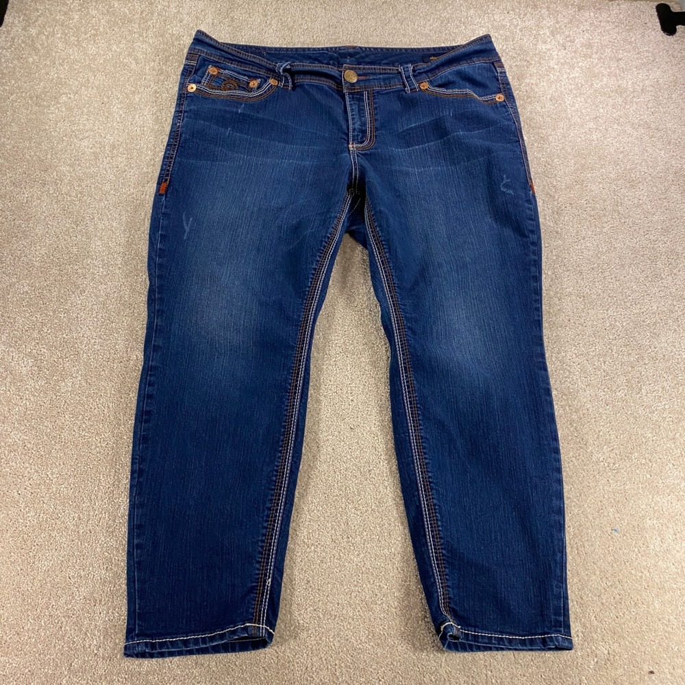 Seven7 Skinny Jeans Womens 18WP Blue Luxe Petite Dark Wash Stretch